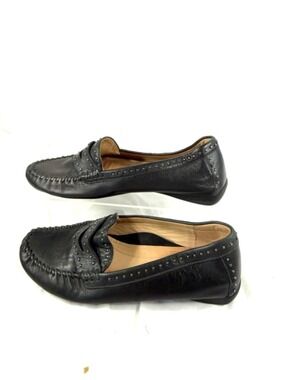 Nuture Loafers Womens 7.5 Black Leather Studded Flats